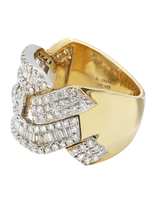 Load image into Gallery viewer, 10k Yellow Gold Round and Baguette Diamond Puff Gucci Cuban Band 13mm Ring 1.50 CT Men's
