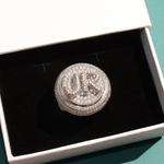 Load image into Gallery viewer, Full Iced Out Lab Grown Custom Spinning Initial Bubble Letter Rotatable Party Ring