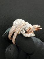 Load image into Gallery viewer, 2.5 ct Round Cut Simulated Diamond Skull Face & Snake Ring 14k Rose Gold Plated