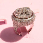 Load image into Gallery viewer, Full Iced Out Lab Grown Custom Spinning Initial Bubble Letter Rotatable Party Ring