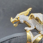 Load image into Gallery viewer, Trendy Animal Dragon Shaped White CZ Yellow Plated Silver Ring