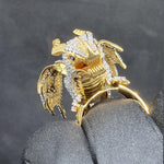 Load image into Gallery viewer, Trendy Animal Dragon Shaped White CZ Yellow Plated Silver Ring