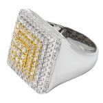Load image into Gallery viewer, Men's Lab Grown Diamond Square Ring, Iced Out Ring For him, 14K Yellow Gold Hip Hop Ring