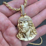 Load image into Gallery viewer, Lab Grown 14k Gold Vermeil on Solid 925 Sterling Silver Jesus Pendants Finish