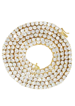 Load image into Gallery viewer, 3.00 MM Yellow Gold Graduated Brilliant Round Cut Tennis Chain