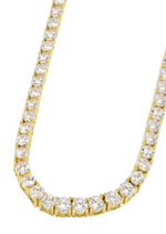 Load image into Gallery viewer, 3.00 MM Yellow Gold Graduated Brilliant Round Cut Tennis Chain