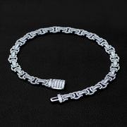 14mm Large Flat Byzantine Chain VVS1 Lab Grown With 14k White Gold