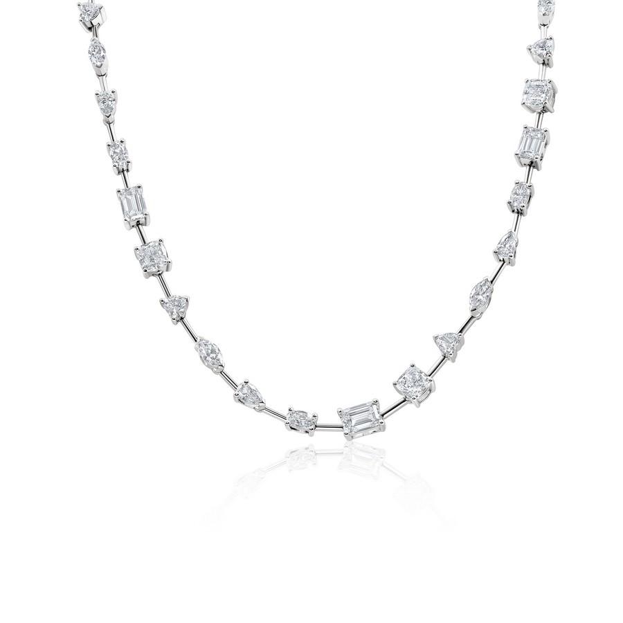 18k White Gold Mixed Fancy Cut Diamond Tennis Bracelet
