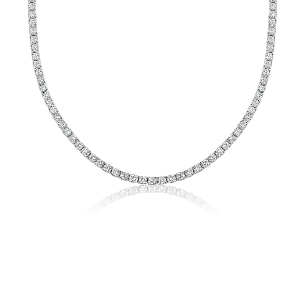 10ct White Gold Lab-Created 4-Prong Diamond Tennis Necklace