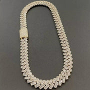 20mm Round and Baguette Lab Grown Diamond Men's Cuban Link Iced Out Rapper Chain