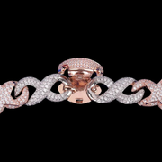 18k Rose Gold White CZ Diamond Cuban Hip Hop Link Chain Necklace