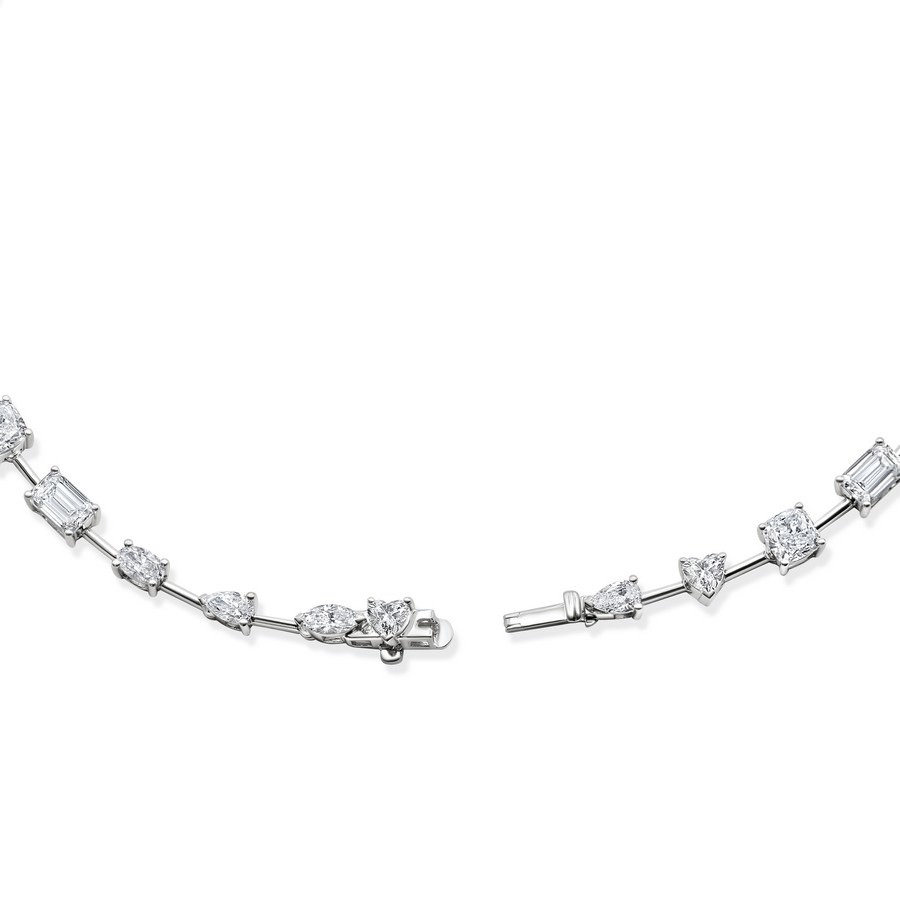 18k White Gold Mixed Fancy Cut Diamond Tennis Bracelet