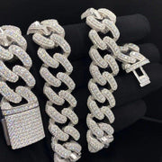 22mm Round Lab Grown Diamonds Studded Cuban Link Men's Iced Out Rapper Chains