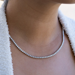 Load image into Gallery viewer, 10ct White Gold Lab-Created 4-Prong Diamond Tennis Necklace
