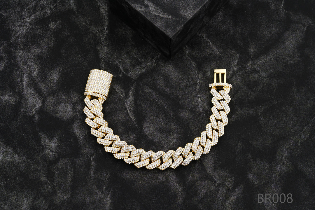 15mm Raised Prong Set Cuban Bracelet