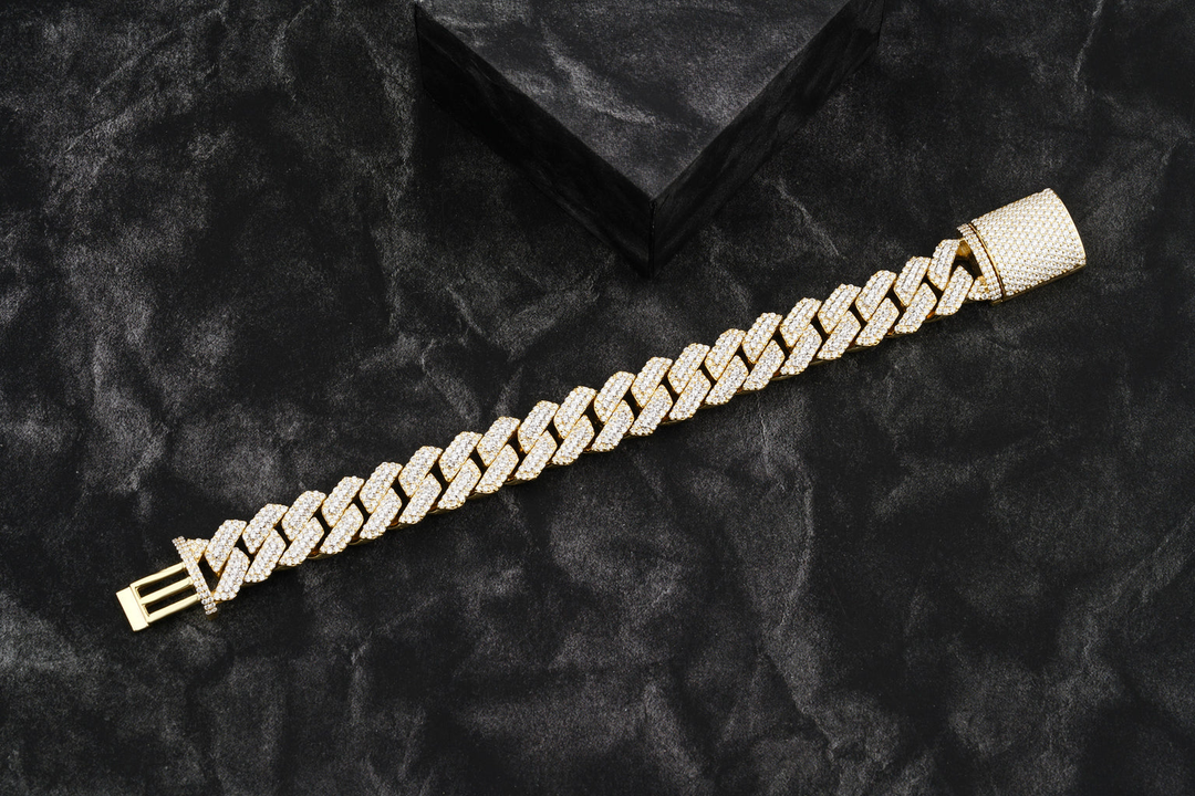 15mm Raised Prong Set Cuban Bracelet