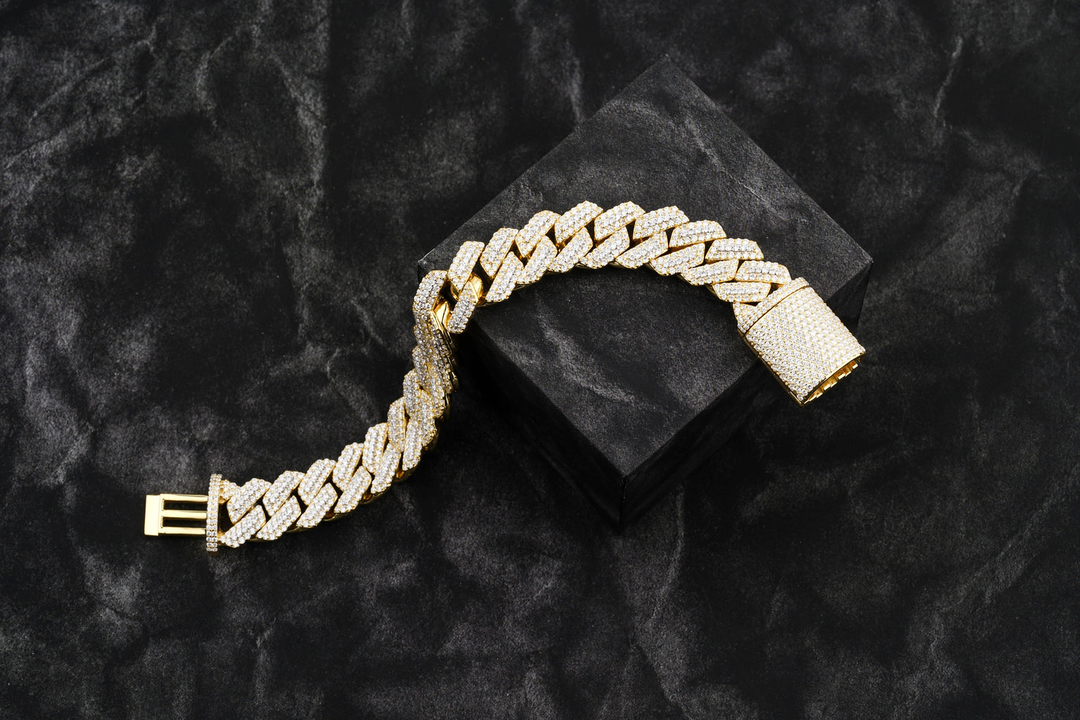 15mm Raised Prong Set Cuban Bracelet