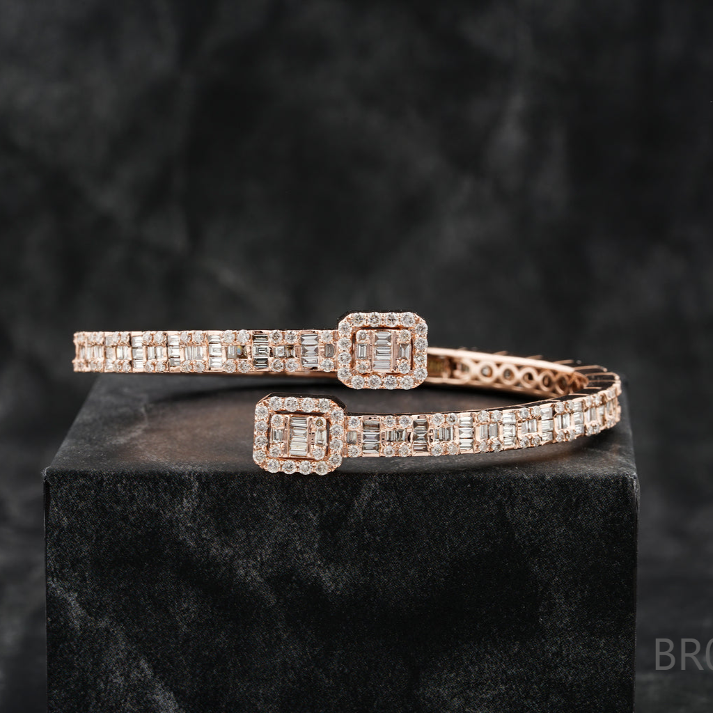 Rose Gold Baguette Bracelet Real 14k Rose gold filled finish