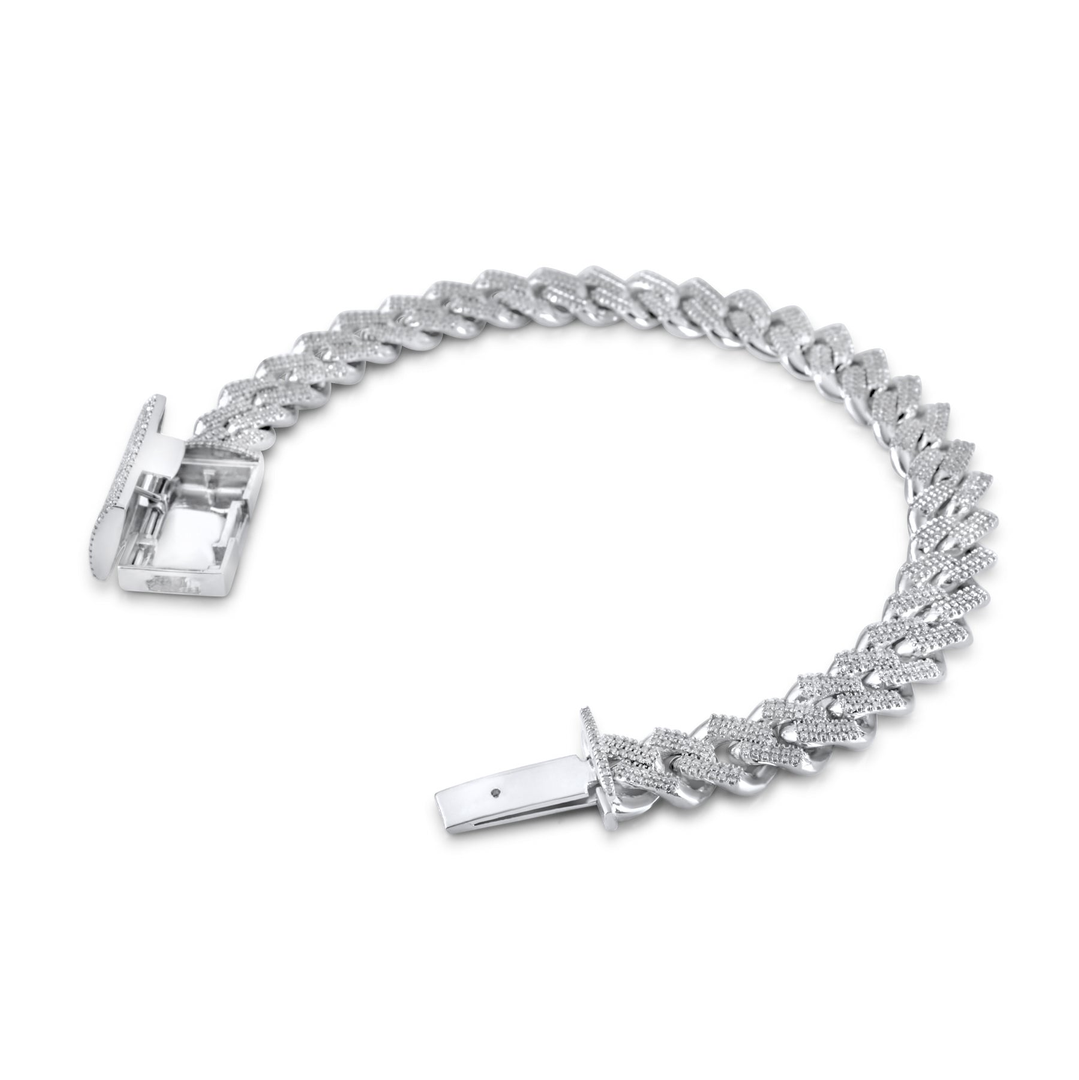 10K White Gold Diamond Cuban Link Bracelet