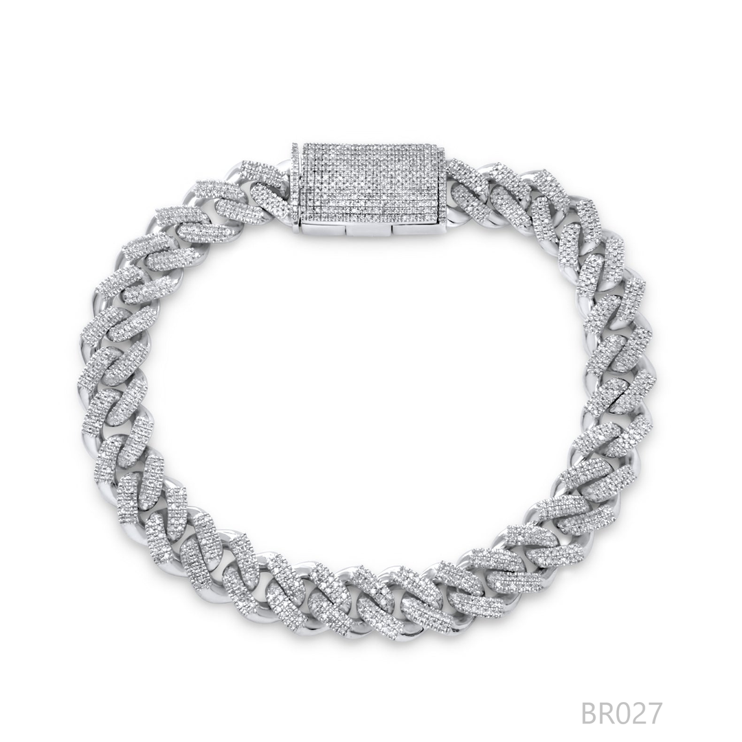 10K White Gold Diamond Cuban Link Bracelet