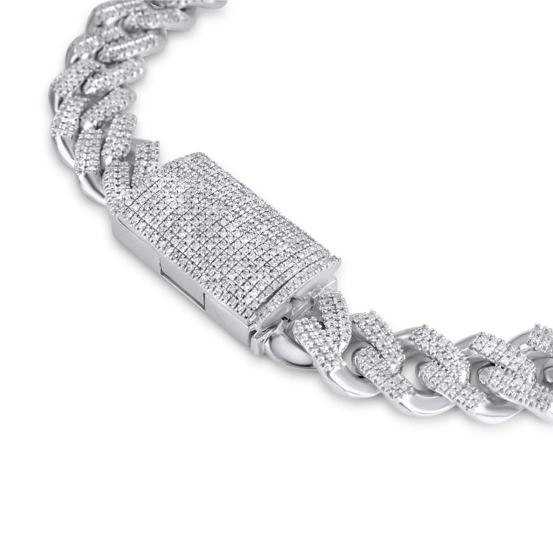 10K White Gold Diamond Cuban Link Bracelet