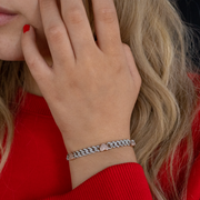 14k Rose & White Gold Diamond Heart Cuban Link Bracelet