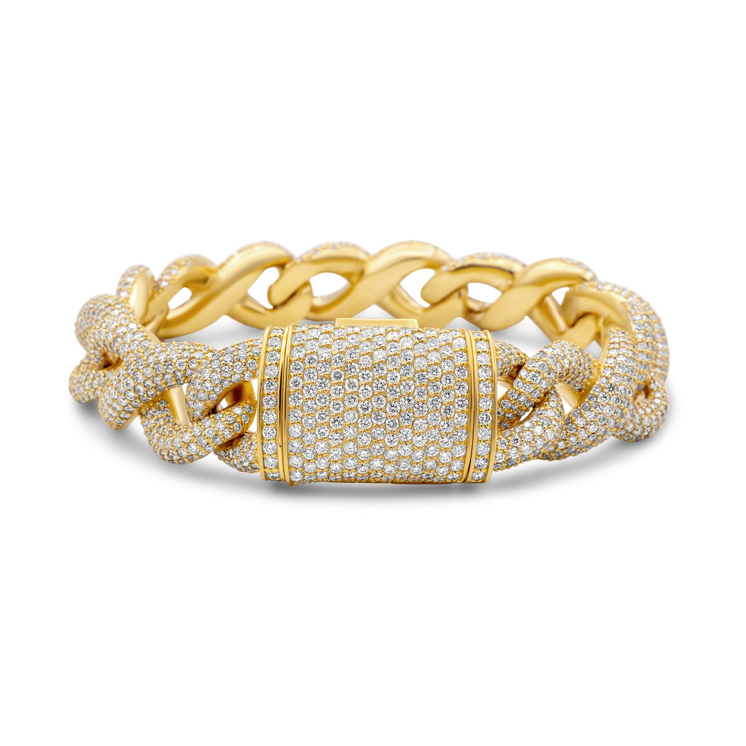 20mm Width 4 Rows 925 Silver VVS Lab Grown Cuban Link Chain Bracelet for Men