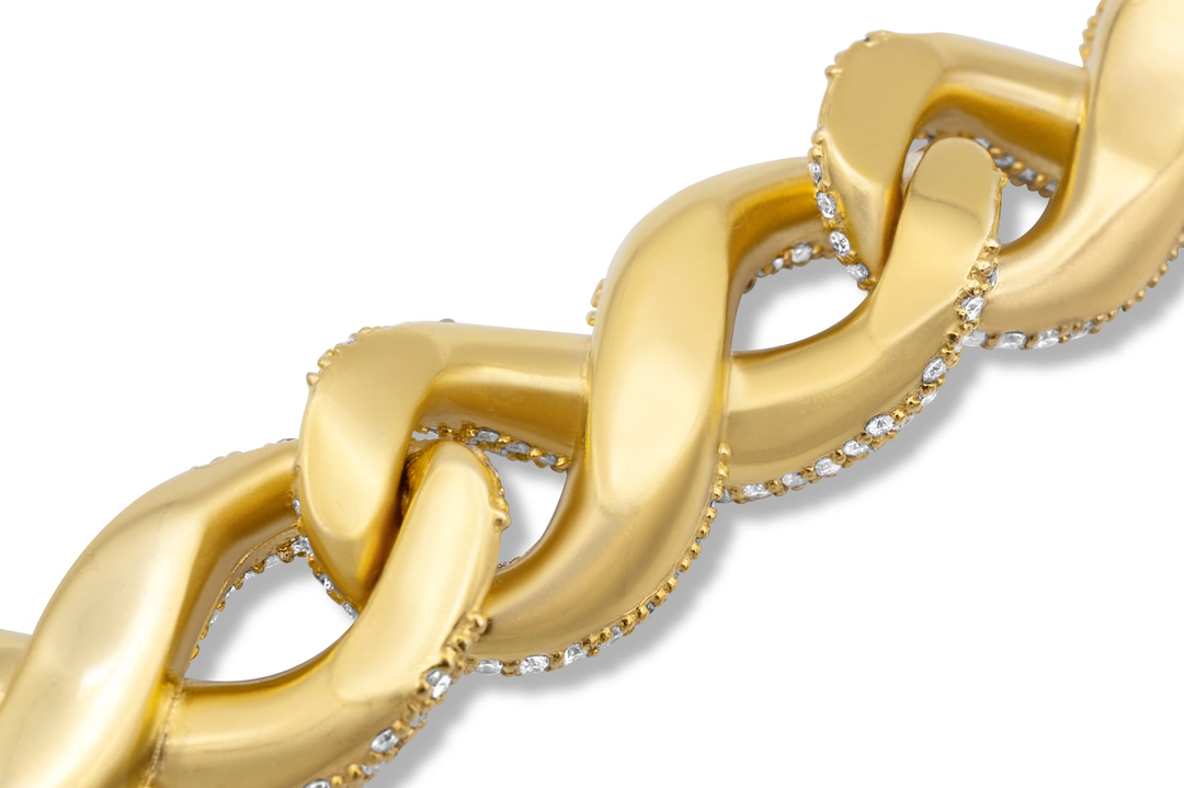 20mm Width 4 Rows 925 Silver VVS Lab Grown Cuban Link Chain Bracelet for Men