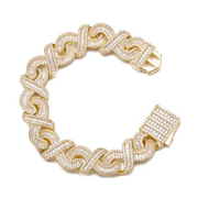 6mm Baguette & Round Lab Grown Diamond Clustered Miami Cuban Link Bracelet