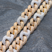 15mm Two Tone Diamond Cuban Link Necklace