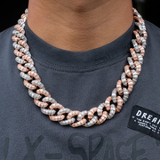 Two Tone Lab Grown Diamond Square Baguette Cuban Link Chain