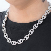 14k White Gold Miami Diamond Iced Out Prong Cuban Link Choker Chain Necklace