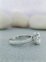 1.80 ct Oval Lab Grown and Diamond Pave Engagement Ring