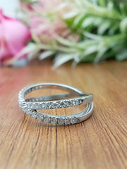 14k White Gold Lab Grown Cross Ring