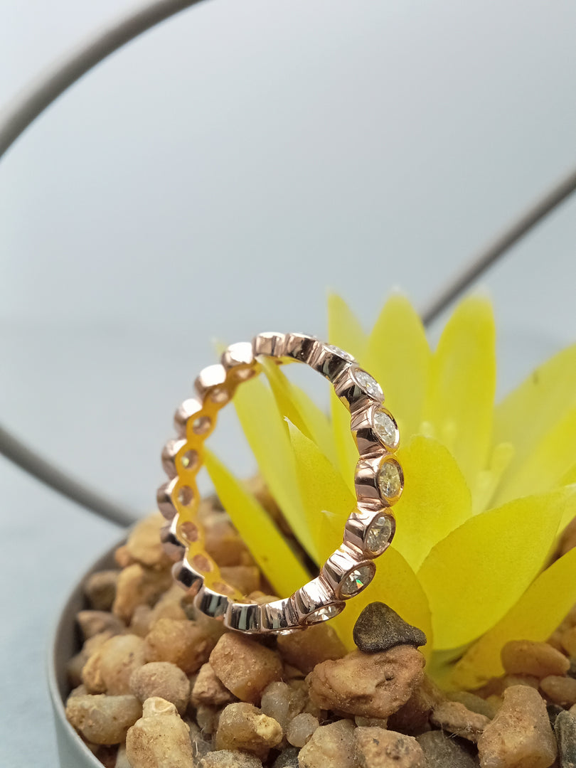 0.75 mm Round Cut Lab Grown Full Eternity Band 925 Sterling Silver Wedding Band
