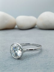 2.40 carat round cut lab grown bezel engagement ring