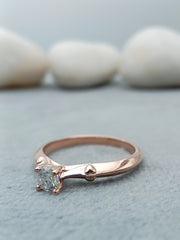 14k Rose Gold Plated Round Simulated Diamond Engagement Ring