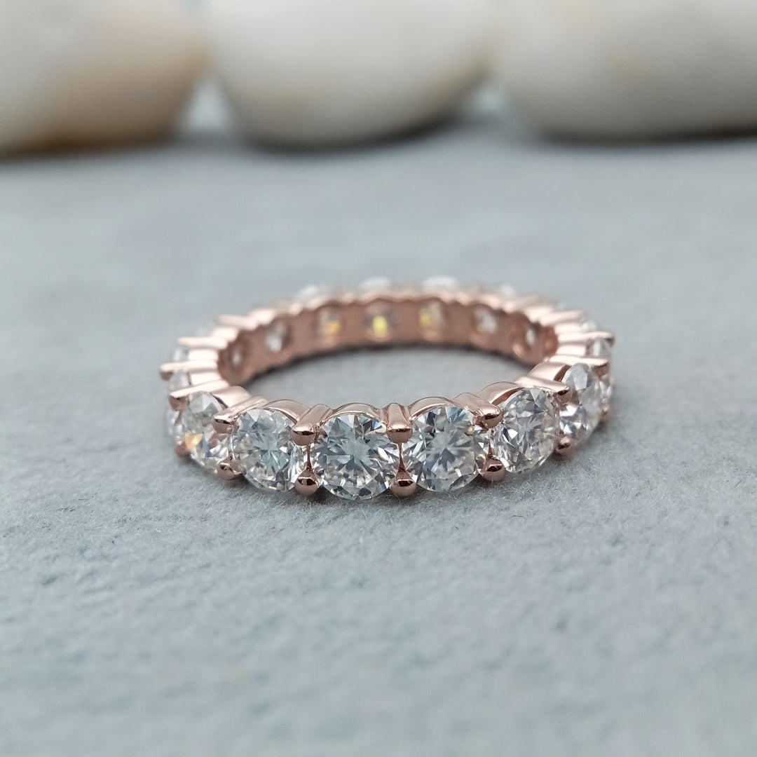 14k Rose Gold Round Cut Diamond Eternity Ring