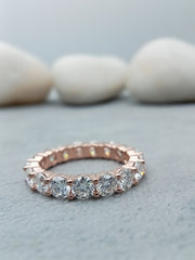14k Rose Gold Round Cut Diamond Eternity Ring