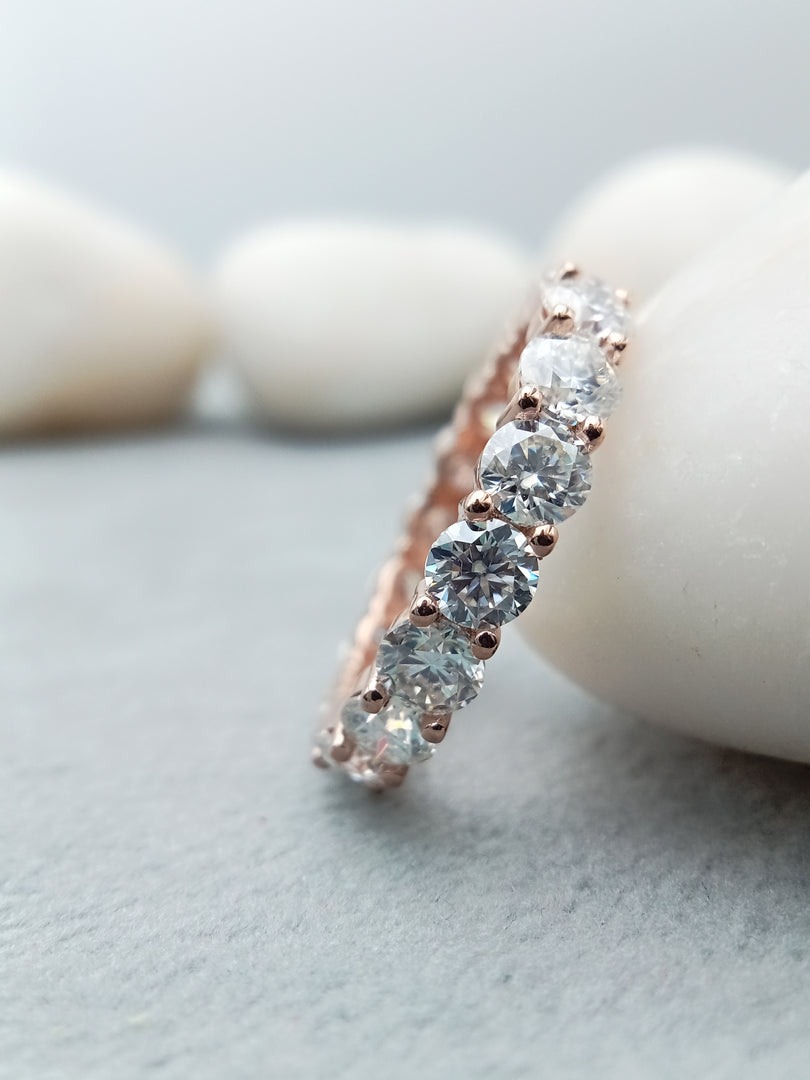 14k Rose Gold Round Cut Diamond Eternity Ring
