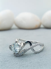 14 kt white gold lab engagement ring