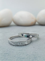 14 kt white gold Combo Set of Couple rings