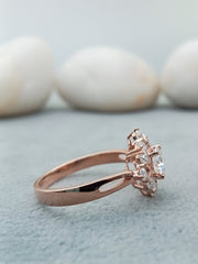 Diamond Studded Sunflower Cluster Ring