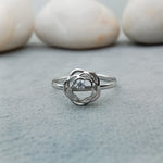 Load image into Gallery viewer, 0.05 ct white diamond cut white gold solitaire ring
