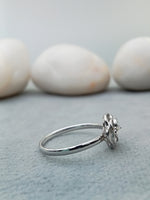 Load image into Gallery viewer, 0.05 ct white diamond cut white gold solitaire ring
