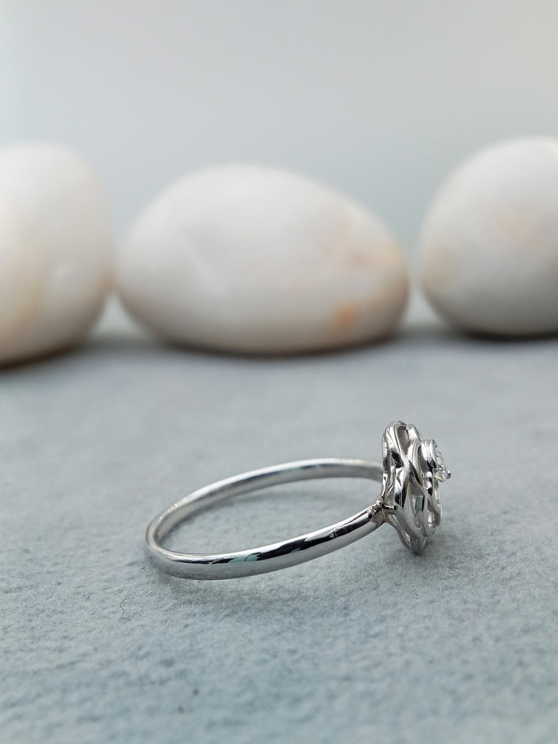 0.05 ct white diamond cut white gold solitaire ring