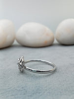 Load image into Gallery viewer, 0.05 ct white diamond cut white gold solitaire ring
