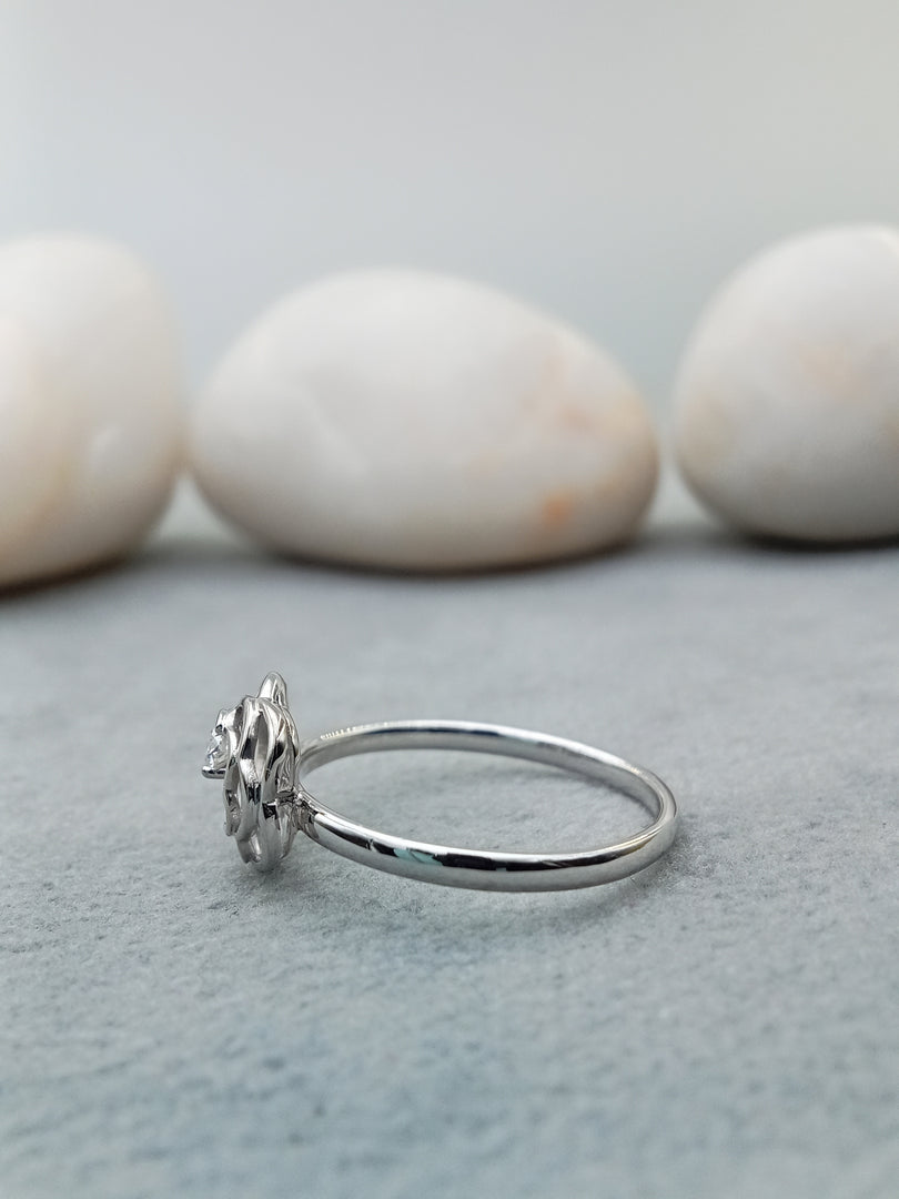 0.05 ct white diamond cut white gold solitaire ring