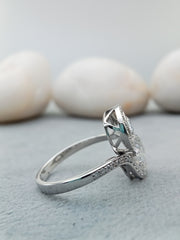 14 kt sterling silver two stone engagement ring