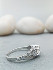 14k White Gold Art Deco Diamond Engagement Ring